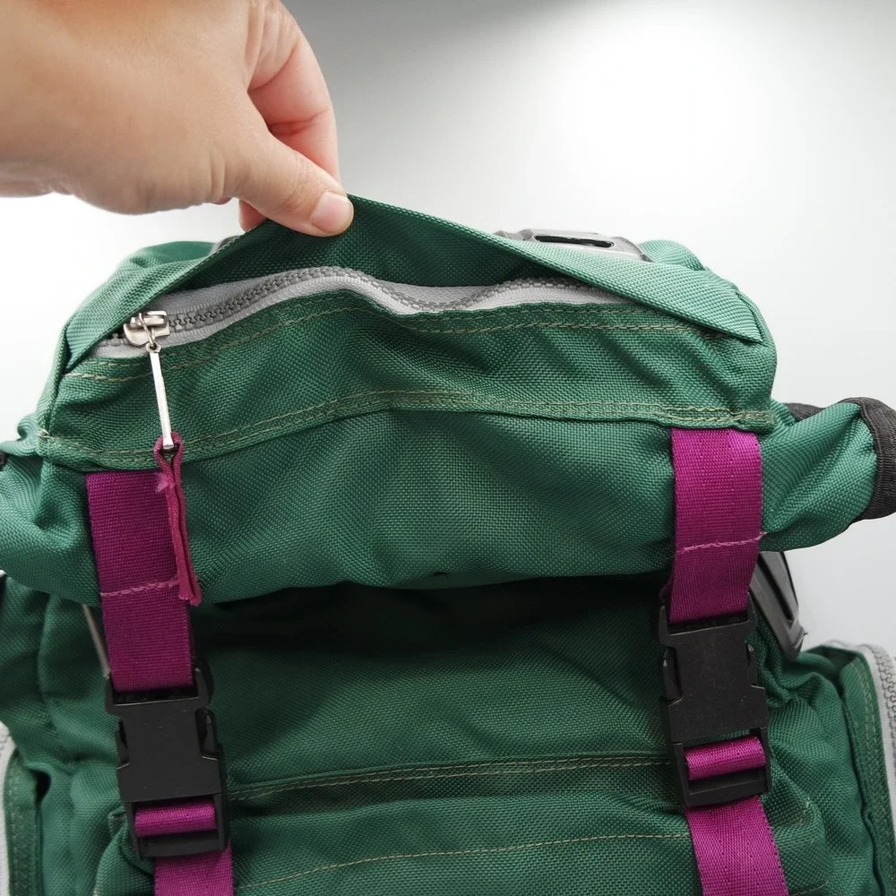 Vintage Marker Backpacking Pack Green Magenta Hiking Daypack Made in Korea 90s